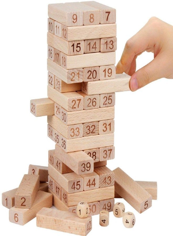 Prisma Collections Color Wooden Blocks Tumbling Stacking Game | 51 Pcs Tall Tumbling Tower Wooden Stacking Blocks | DIY Toys Assembly Colorful Straw for Kids | Multi Color (Wooden Block) - Image 3
